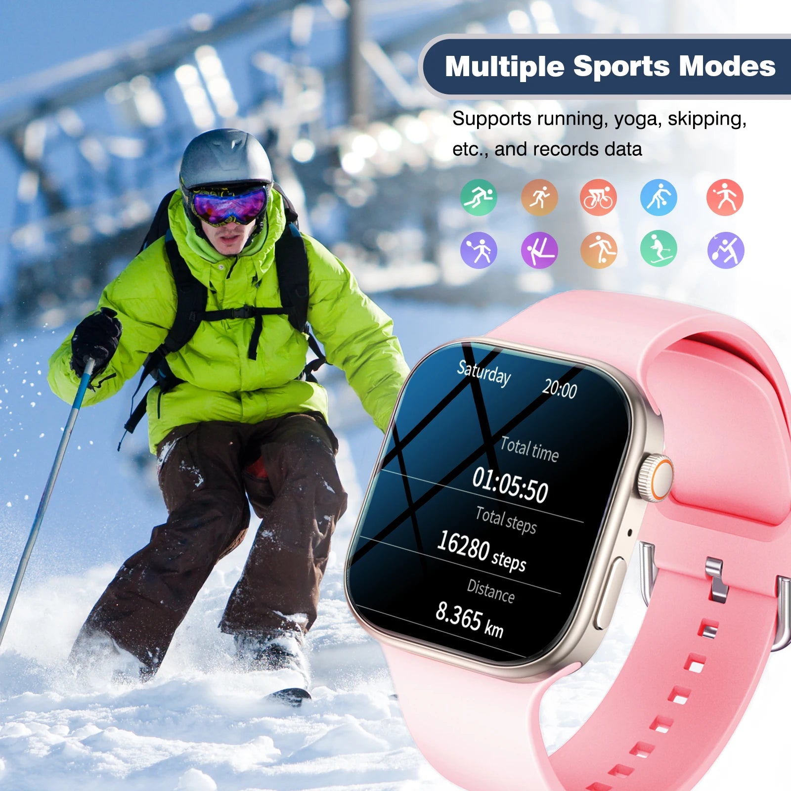 2.02 Inch HD Smartwatch, 1 Count Fashionable Smartwatch with BT Calling & Check Weather, Sports Tracking Smartwatch for Android - Clear Quartz Market