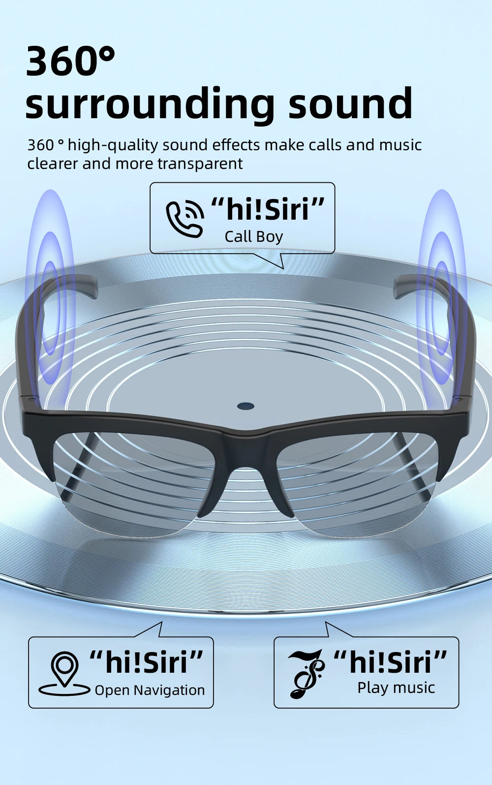 F02 Semi Frame Wireless Bluetooth Glasses Hands Free Calling Audio Streaming Lightweight Comfortable Design Budget Friendly