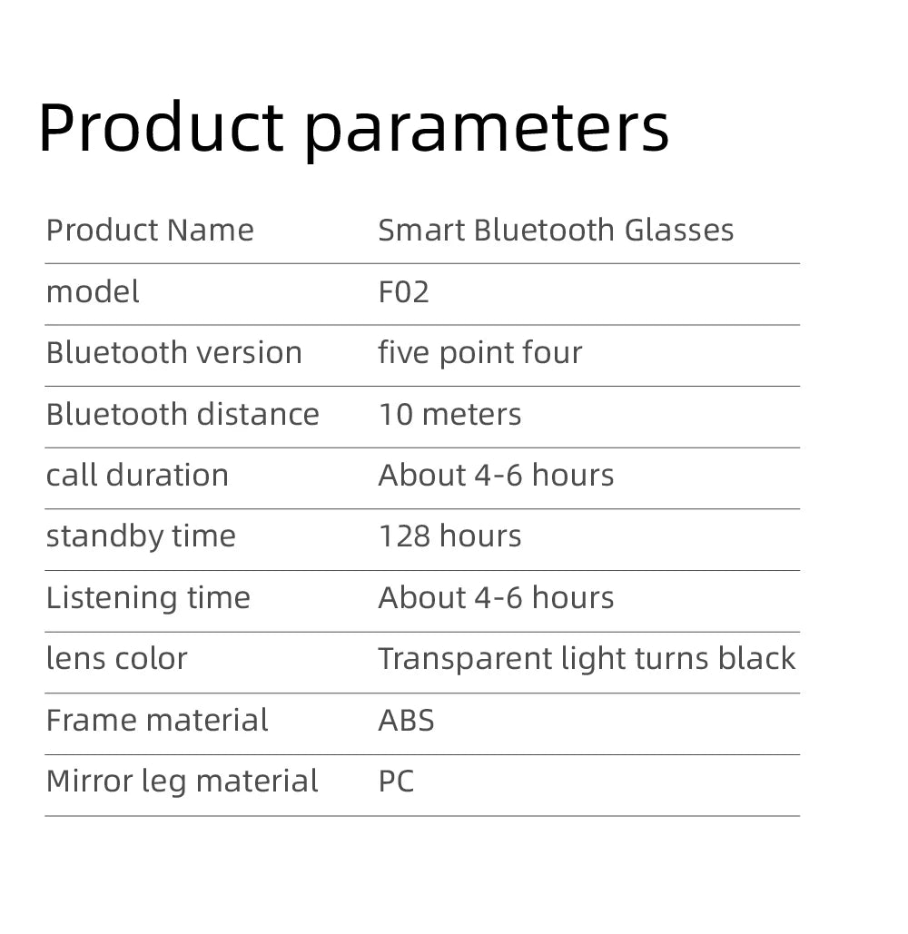 F02 Semi Frame Wireless Bluetooth Glasses Hands Free Calling Audio Streaming Lightweight Comfortable Design Budget Friendly