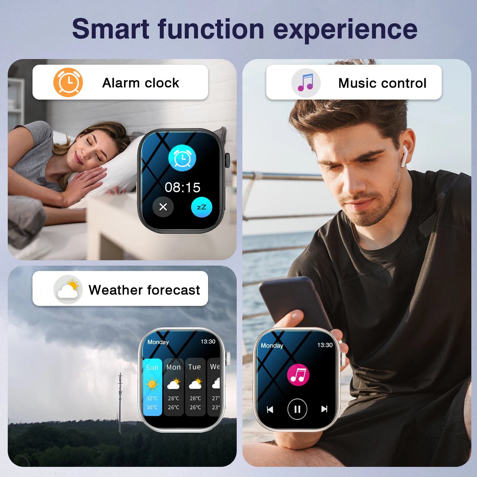 2.02 Inch HD Smartwatch, 1 Count Fashionable Smartwatch with BT Calling & Check Weather, Sports Tracking Smartwatch for Android - Clear Quartz Market