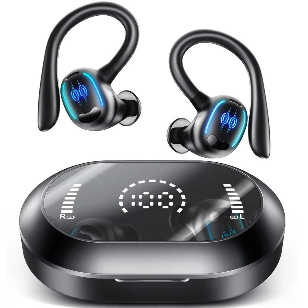 Sports Bluetooth 5.4 Earphones,True Wireless Headphones with Mic Touch Control,Noise Reduction Earhooks Waterproof TWS Earbuds