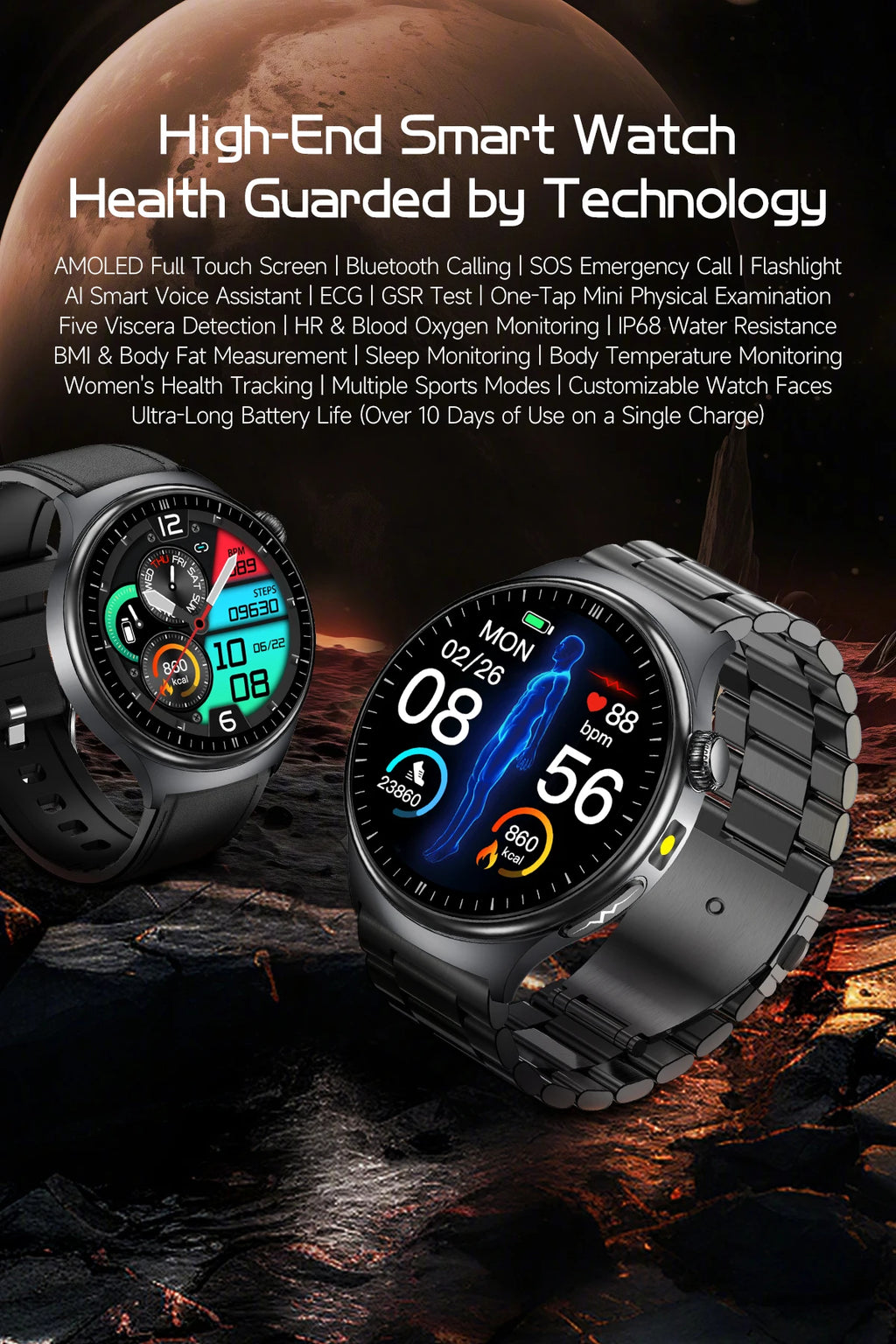2025New Micro Physical Examination Smart Watch For Men Uric Acid Body Fat Five Organ Health Watches Bluetooth Call SmartBracelet