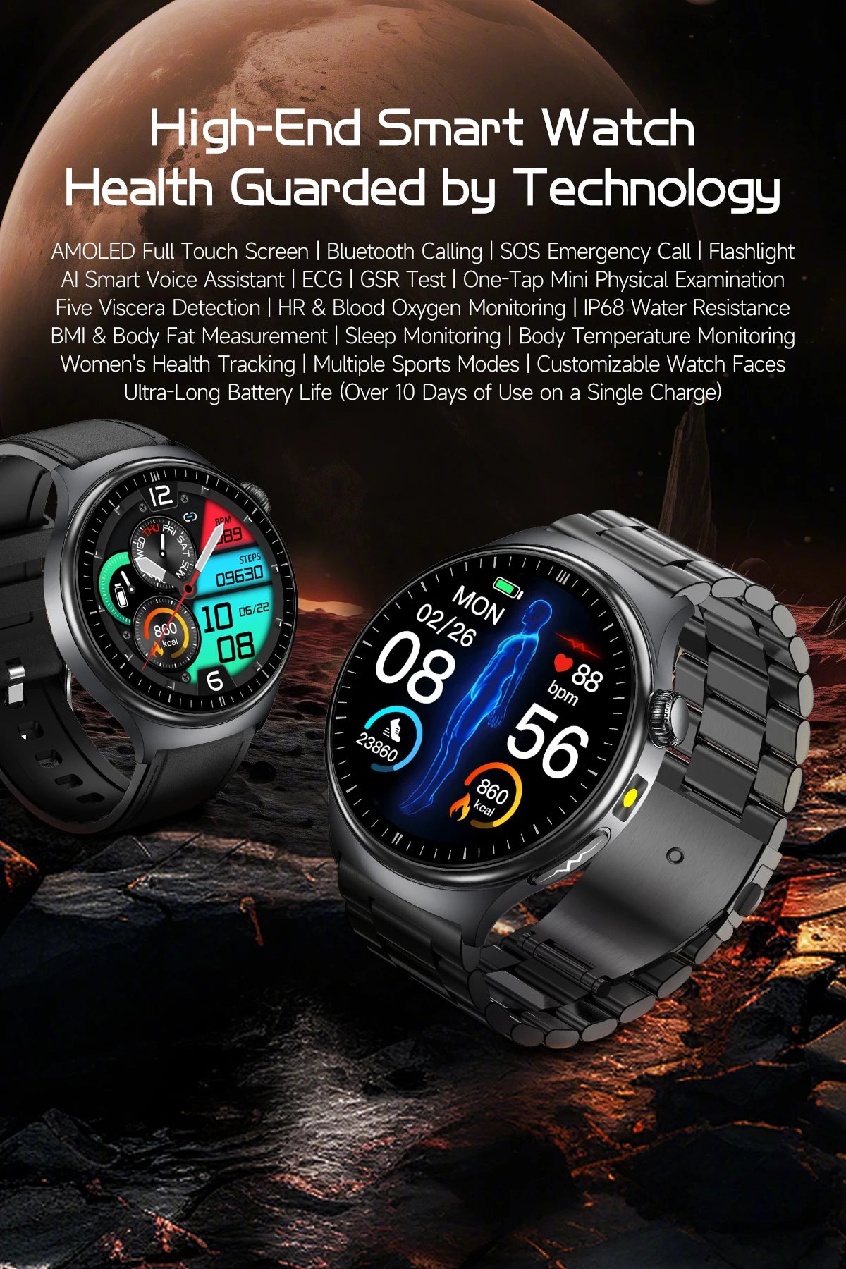 2025New Micro Physical Examination Smart Watch For Men Uric Acid Body Fat Five Organ Health Watches Bluetooth Call SmartBracelet