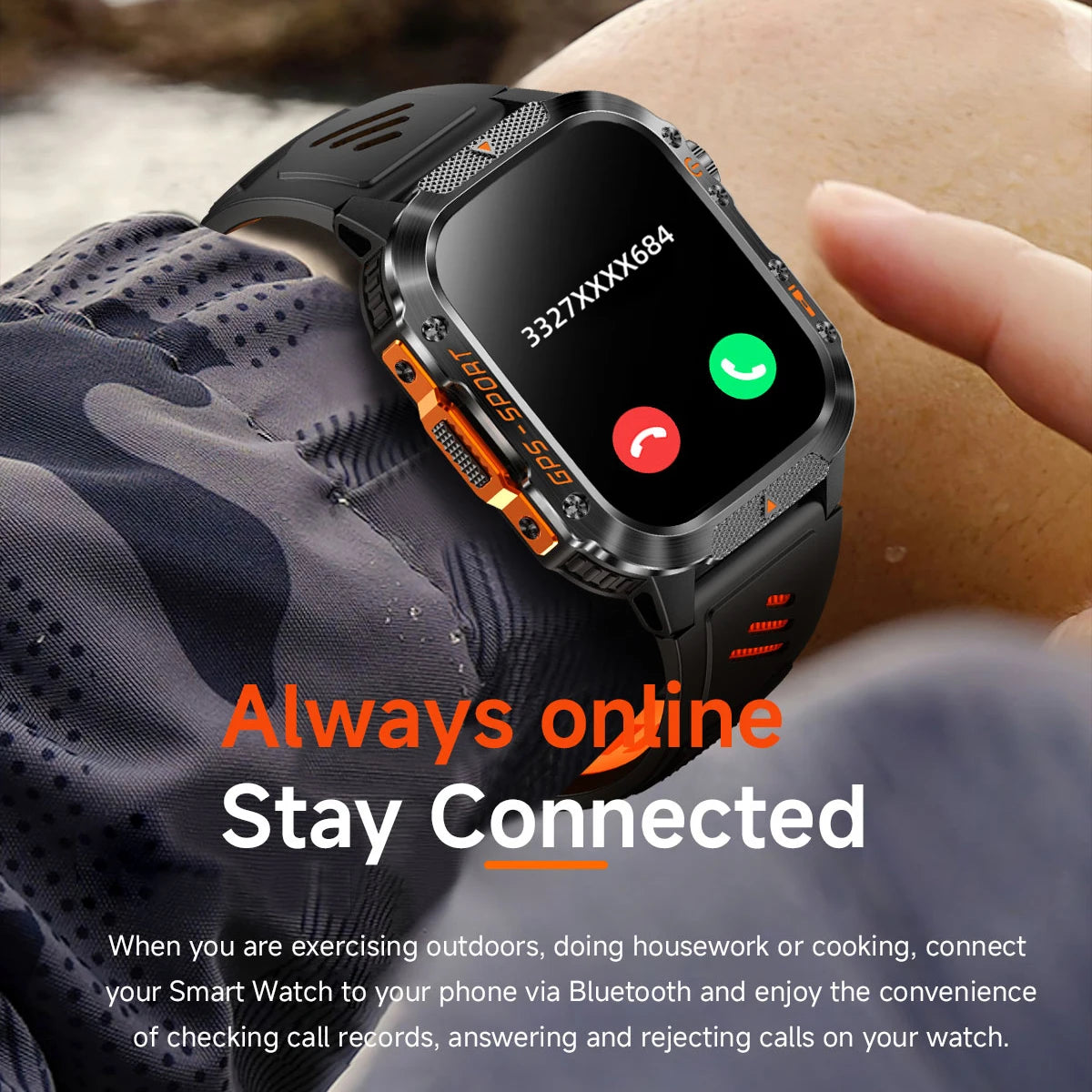 New Smart Watch Built-in Dual-frequency GPS Wireless Call 3ATM Waterproof  LED Flashlight Compass Men's Outdoor Sport Smartwatch