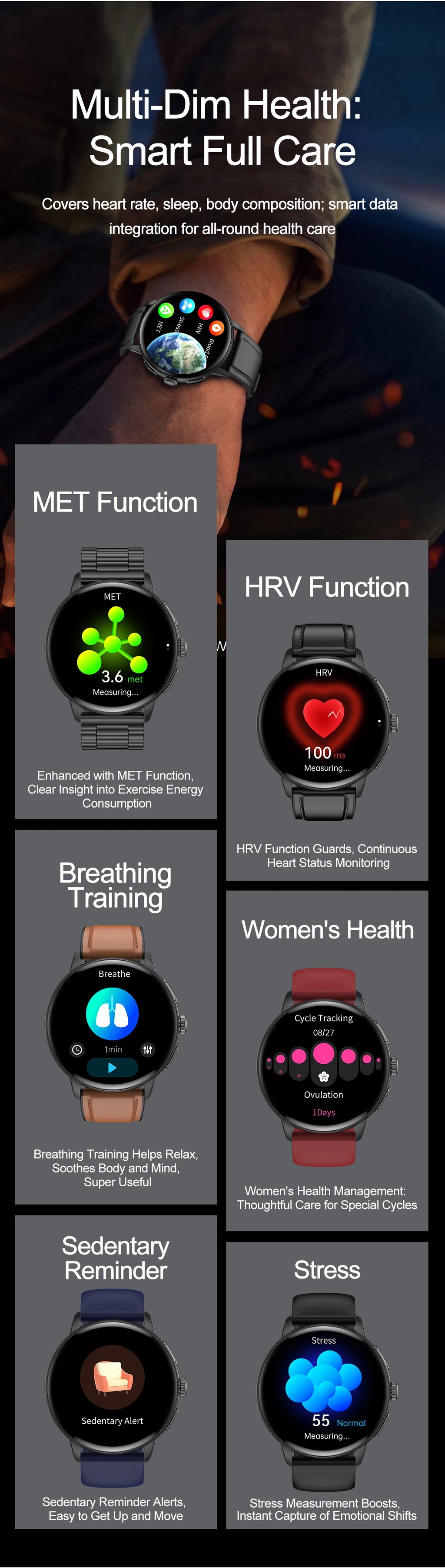 2026 New Professional Health Smart Watch Health Blood oxygen Pressure Uric Acid Blood lipid ECG Sports Call watch For Man Women - Clear Quartz Market