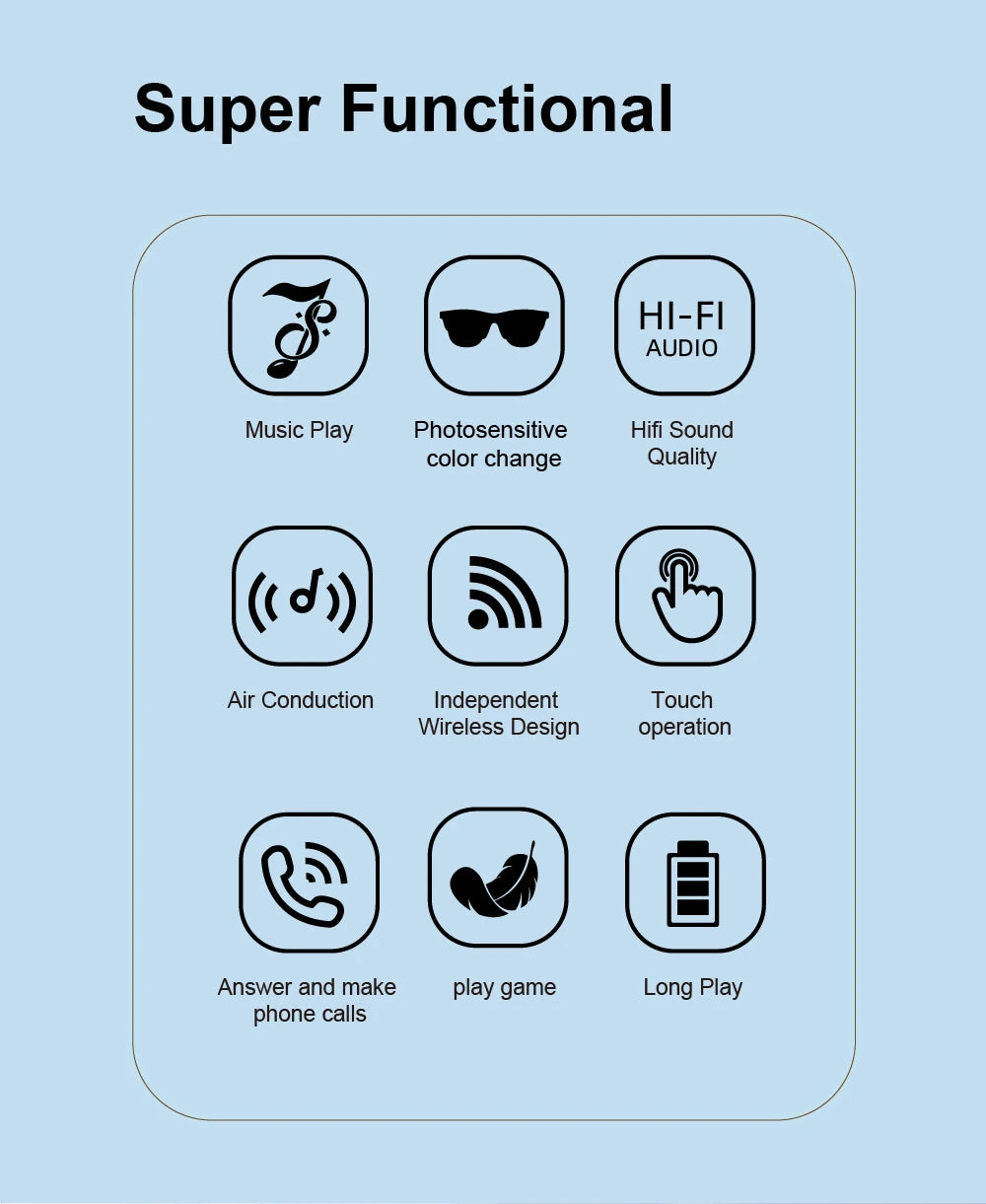 F02 Semi Frame Wireless Bluetooth Glasses Hands Free Calling Audio Streaming Lightweight Comfortable Design Budget Friendly