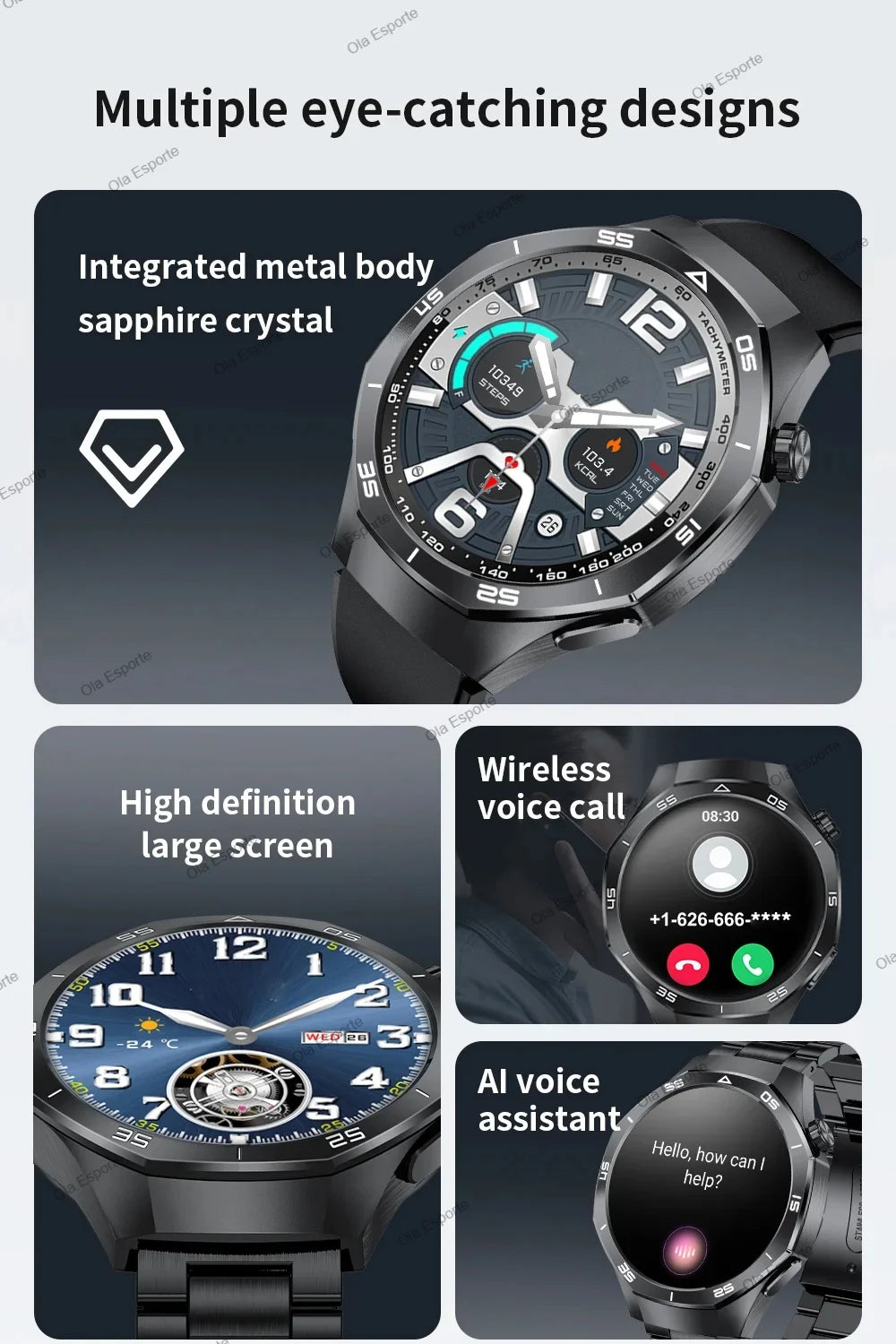 2025 New For Android ios Smart Watch Men HD AMOLED Screen GPS Motion trajectory Heart Rate Bluetooth Calls SmartWatch Waterproof