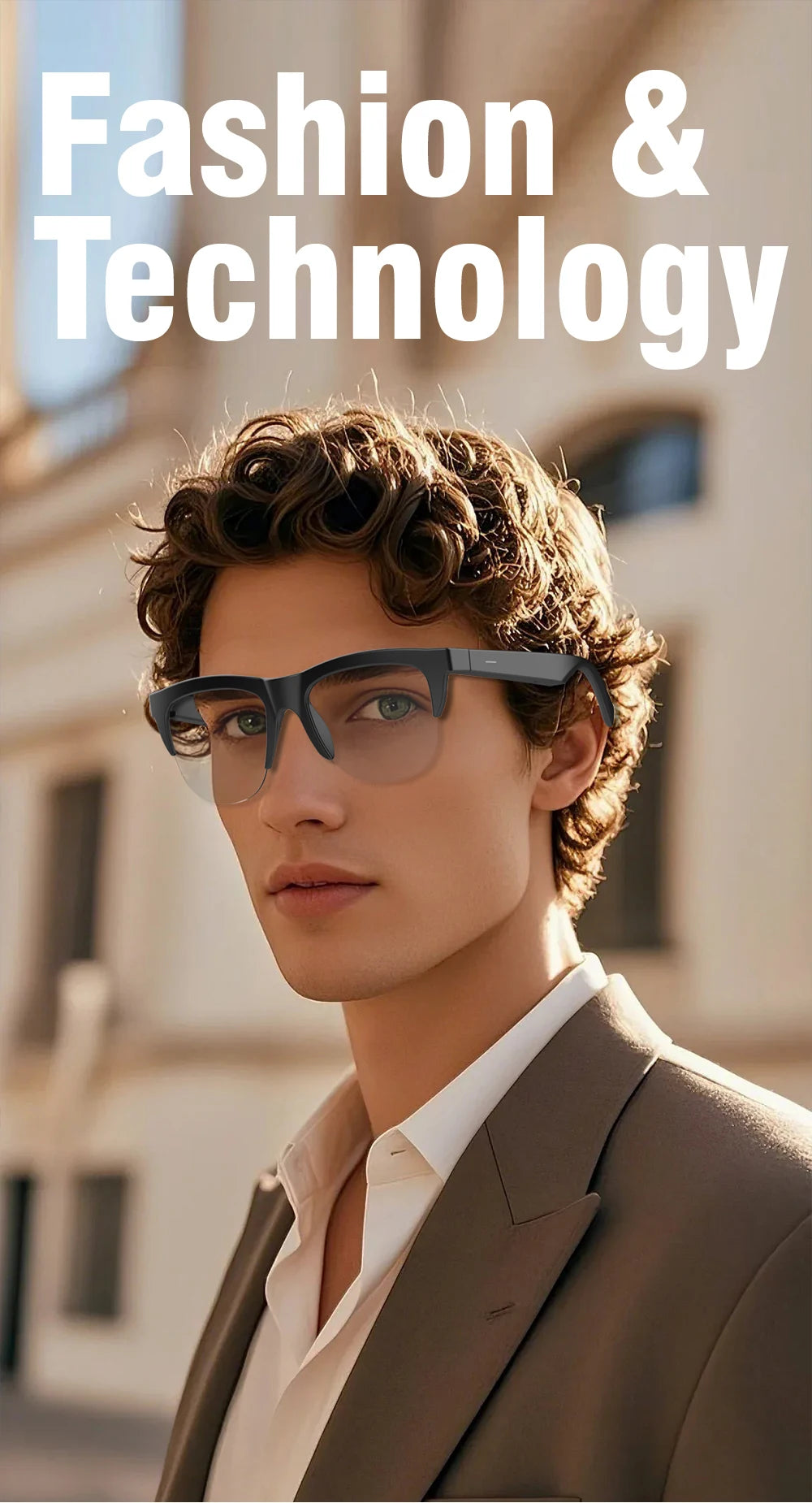 F02 Semi Frame Wireless Bluetooth Glasses Hands Free Calling Audio Streaming Lightweight Comfortable Design Budget Friendly