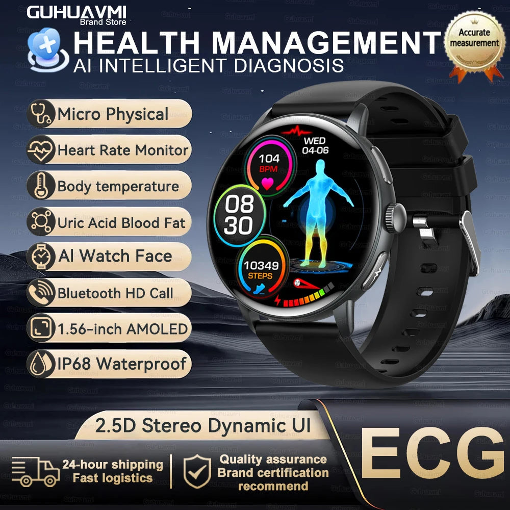 2026 New Professional Health Smart Watch Health Blood oxygen Pressure Uric Acid Blood lipid ECG Sports Call watch For Man Women