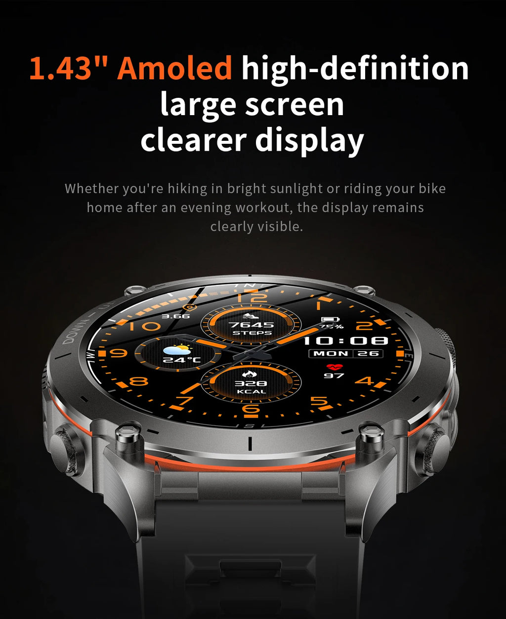 2025 For Huawei Stratos 4 GPS Smartwatch 1.43"AMOLED HD Screen Compass Barometric Altimeter Flashlight Voice Calling Smart Watch
