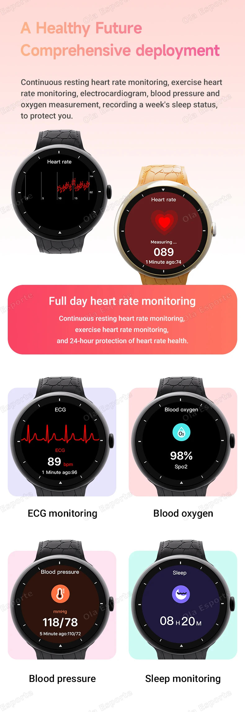 New Smart Watch Women AMOLED Screen Bluetooth Call NFC GPS Tracker Compass Sport Watches Fitness Clock Men Smartwatch Waterproof