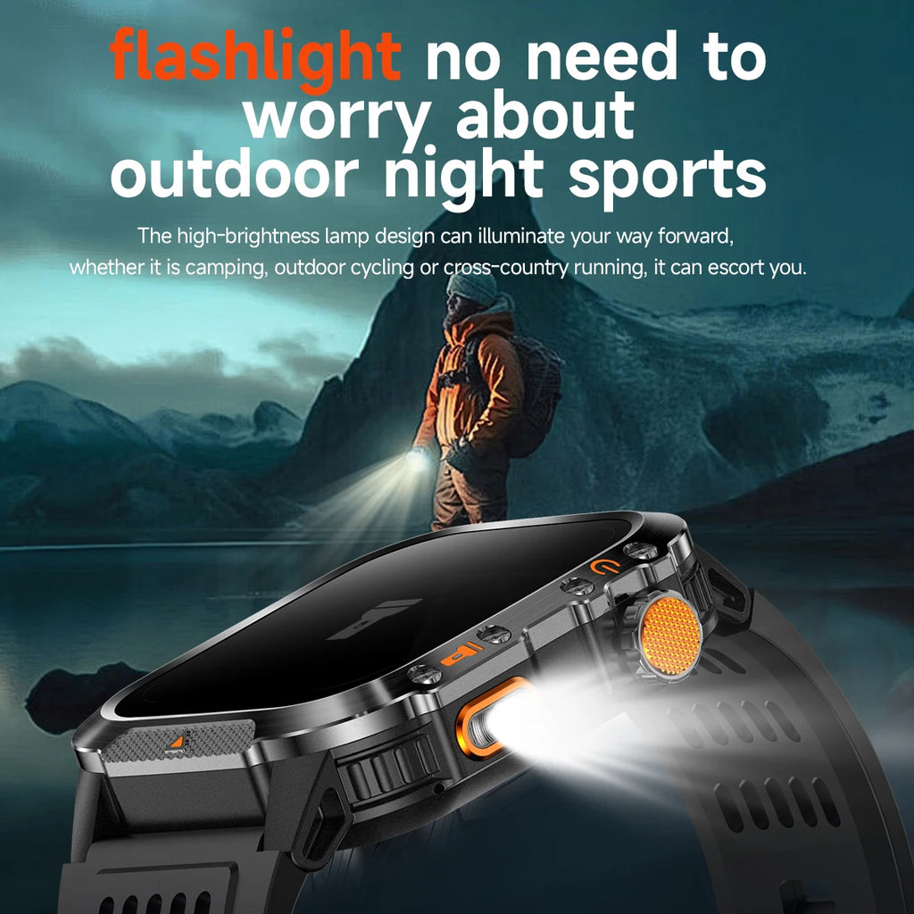 New Smart Watch Built-in Dual-frequency GPS Wireless Call 3ATM Waterproof  LED Flashlight Compass Men's Outdoor Sport Smartwatch