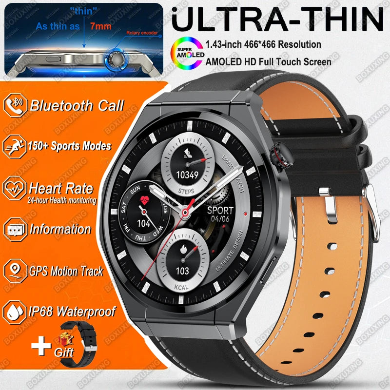 New Ultra Thin Smart Watch Men HD AMOLED 150+Sports NFC GPS Track IP68 Waterproof Health Monitor Bluetooth Call Smartwatch Woman