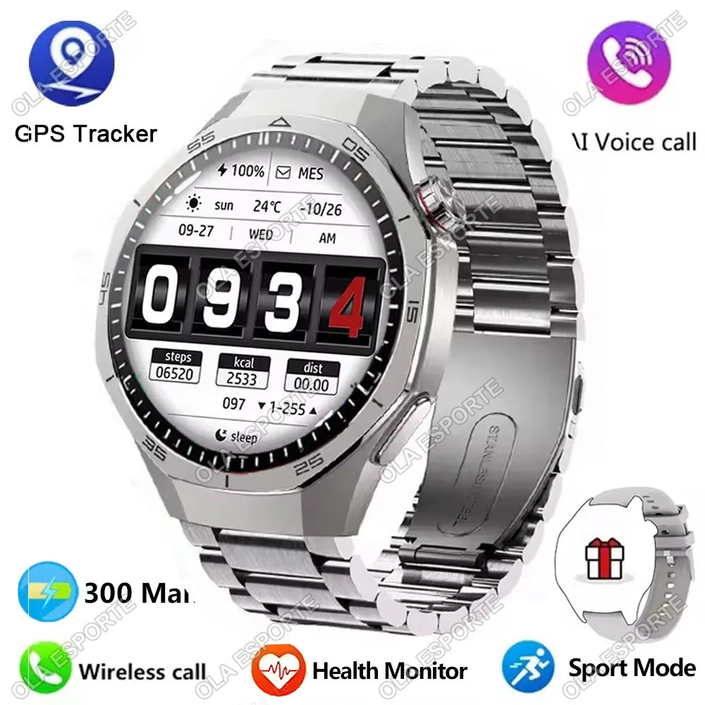 2025 New For Android ios Smart Watch Men HD AMOLED Screen GPS Motion trajectory Heart Rate Bluetooth Calls SmartWatch Waterproof