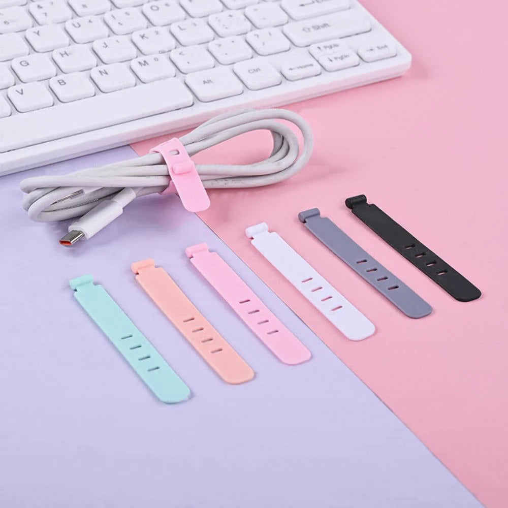 4/12/20PCS Cable Organizer Ties Clip Charger Cord Management Silicone Wire Manager Mouse Charging Cable Data Line Winder Straps - Clear Quartz Market
