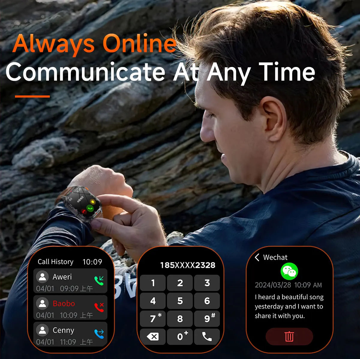 2025 Global Hiking Smartwatch 2.01''Screen 1100mAh Battery LED Light Compass IP68 Voice Assistant Outdoor Sport  Fitness Watch