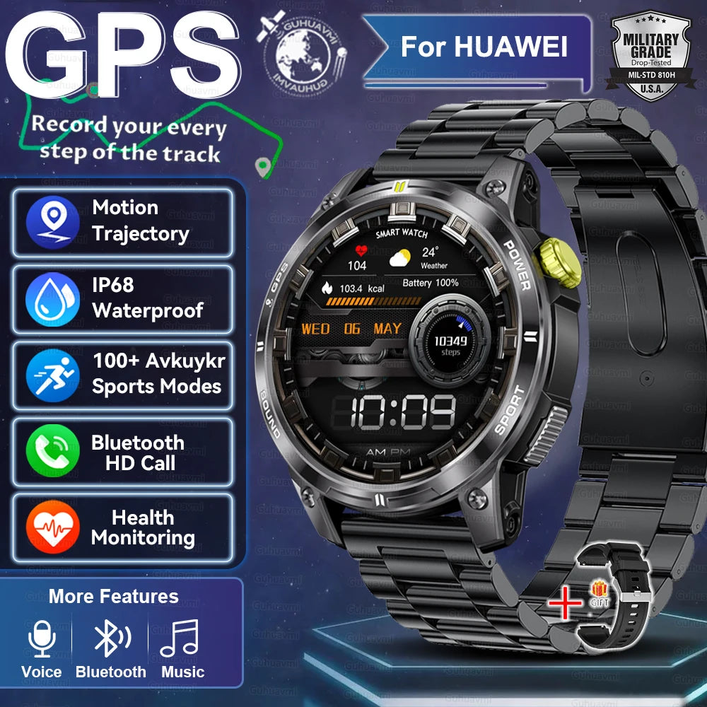 2025New GPS Bluetooth Call Smart Watch Men AMOLED HD Screen Heart Rate IP68 Waterproof Outdoor Sports Smartwatch For Android iOS