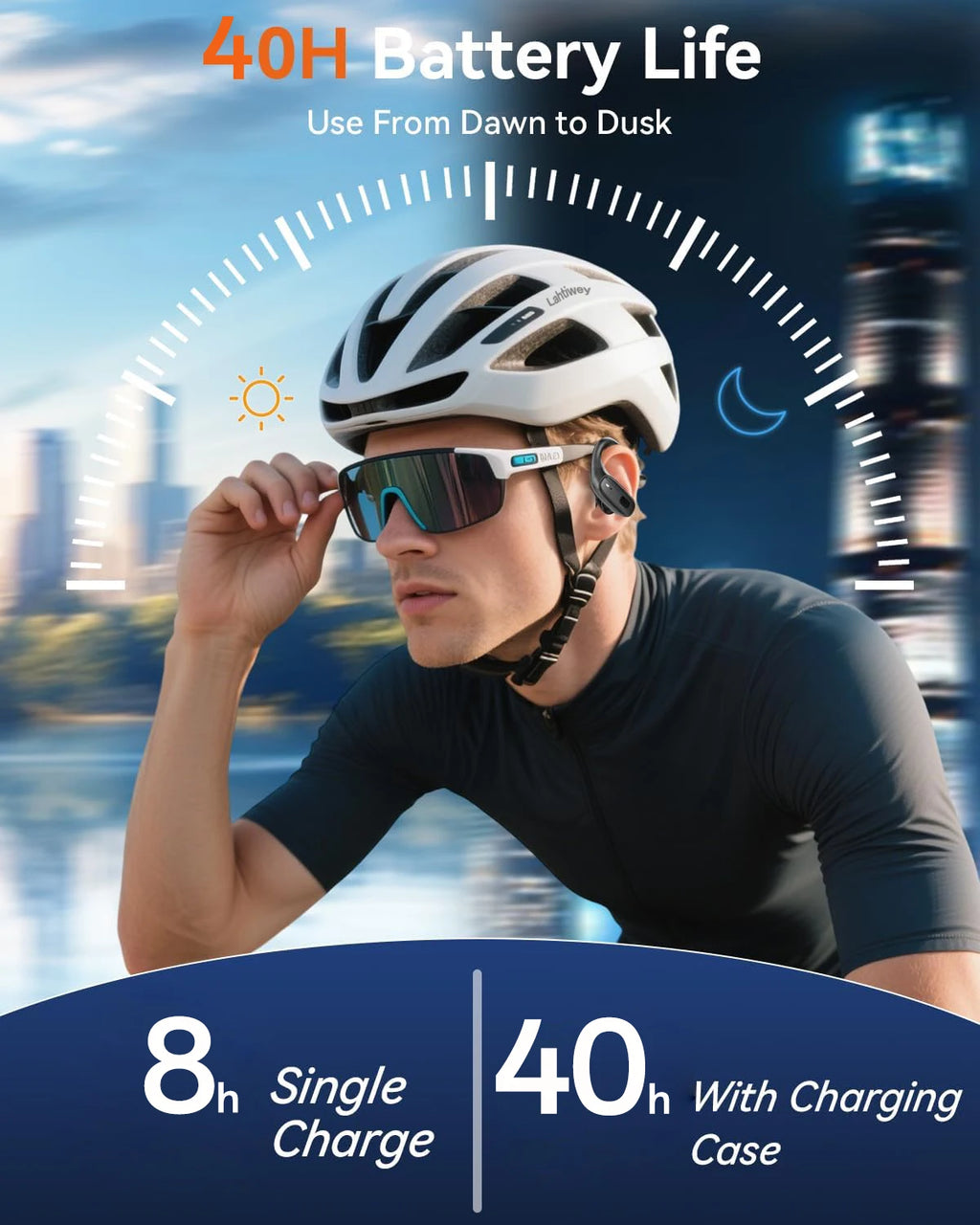 Sports Bluetooth 5.3 Headphones Wireless Earbuds Ear Buds with ENC Noise Canceling Mic LED Power Display IPX7 Waterproof Headset