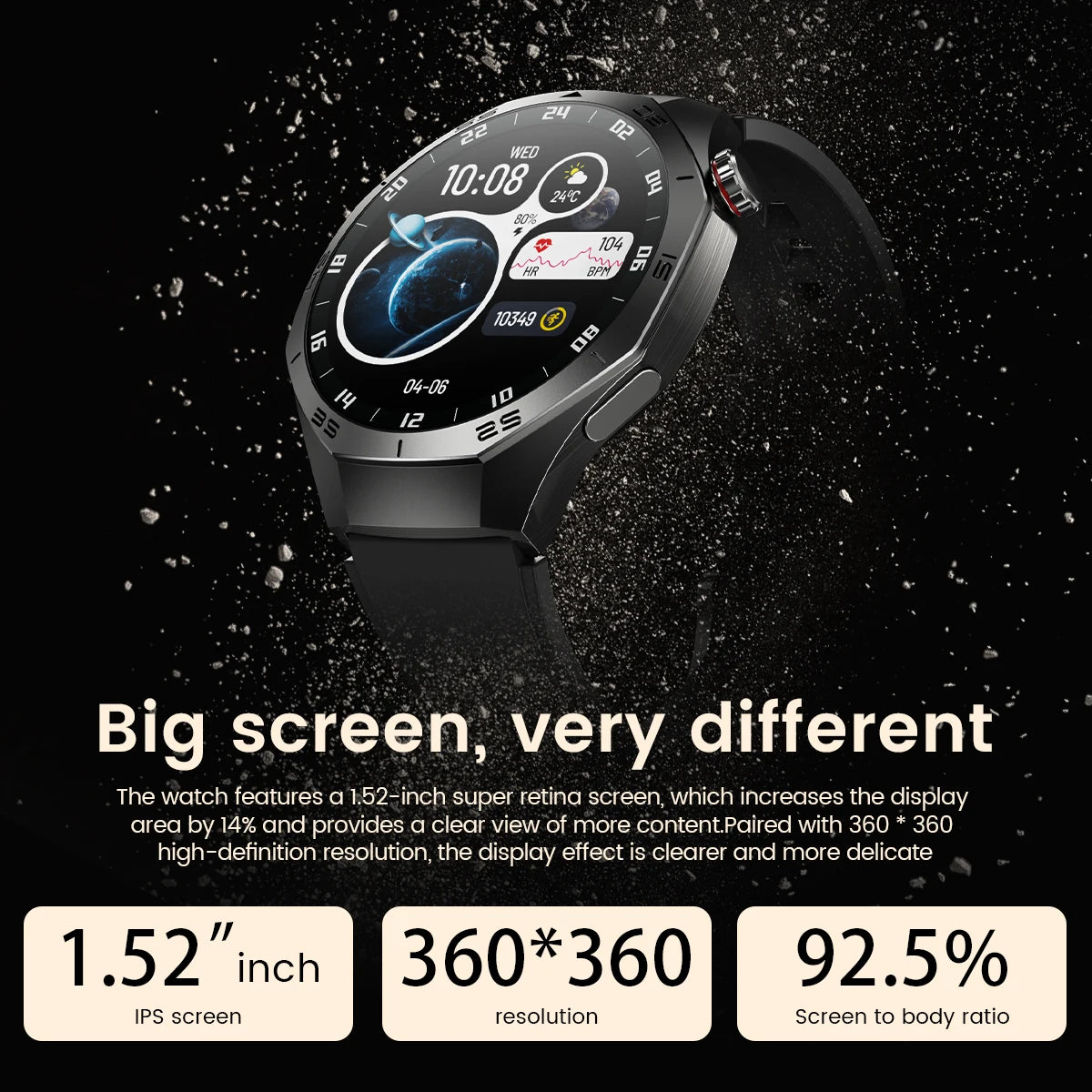 Gt5 Pro 2025 New Smart Watch Men's 1.52 HD Screen Bluetooth Talk Heart Rate Monitor Men Women NFC Outdoor Sports Smart Watch