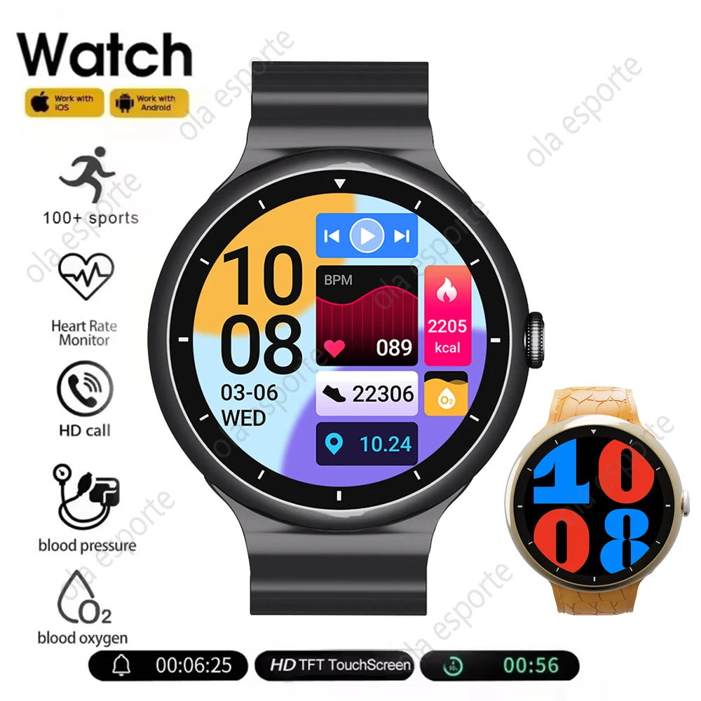 New Smart Watch Women AMOLED Screen Bluetooth Call NFC GPS Tracker Compass Sport Watches Fitness Clock Men Smartwatch Waterproof - Clear Quartz Market