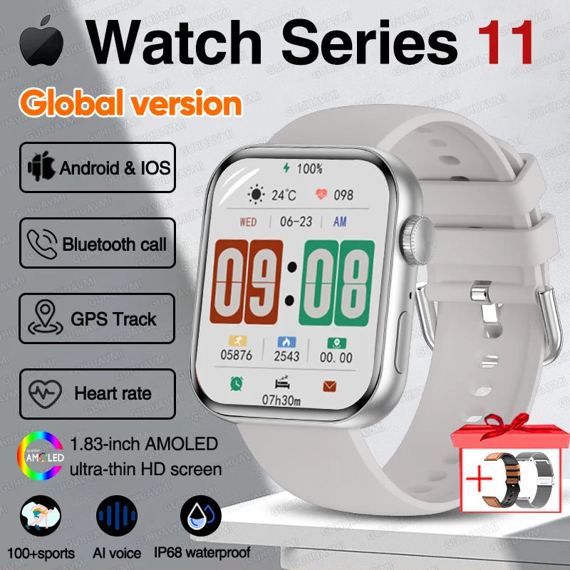 For IOS Watch Series 11 Men Women Smart Watch GPS Trajectory Bracelet AMOLED Display Bluetooth Call Sport Waterproof Smart Watch