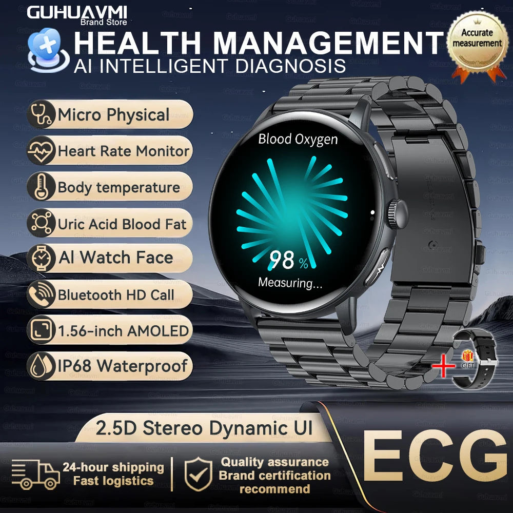 2026 New Professional Health Smart Watch Health Blood oxygen Pressure Uric Acid Blood lipid ECG Sports Call watch For Man Women