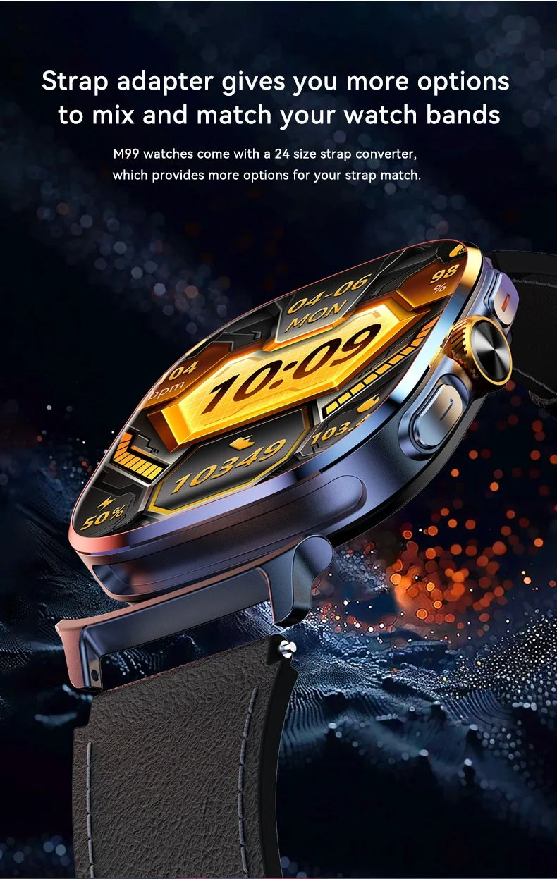 M99 Smartwatch 5G With 2.4inch Amoled Screen 900W Rotating Camera WIFI GPS Position Compass NFC Bluetooth Smart Watch Men Women - Clear Quartz Market