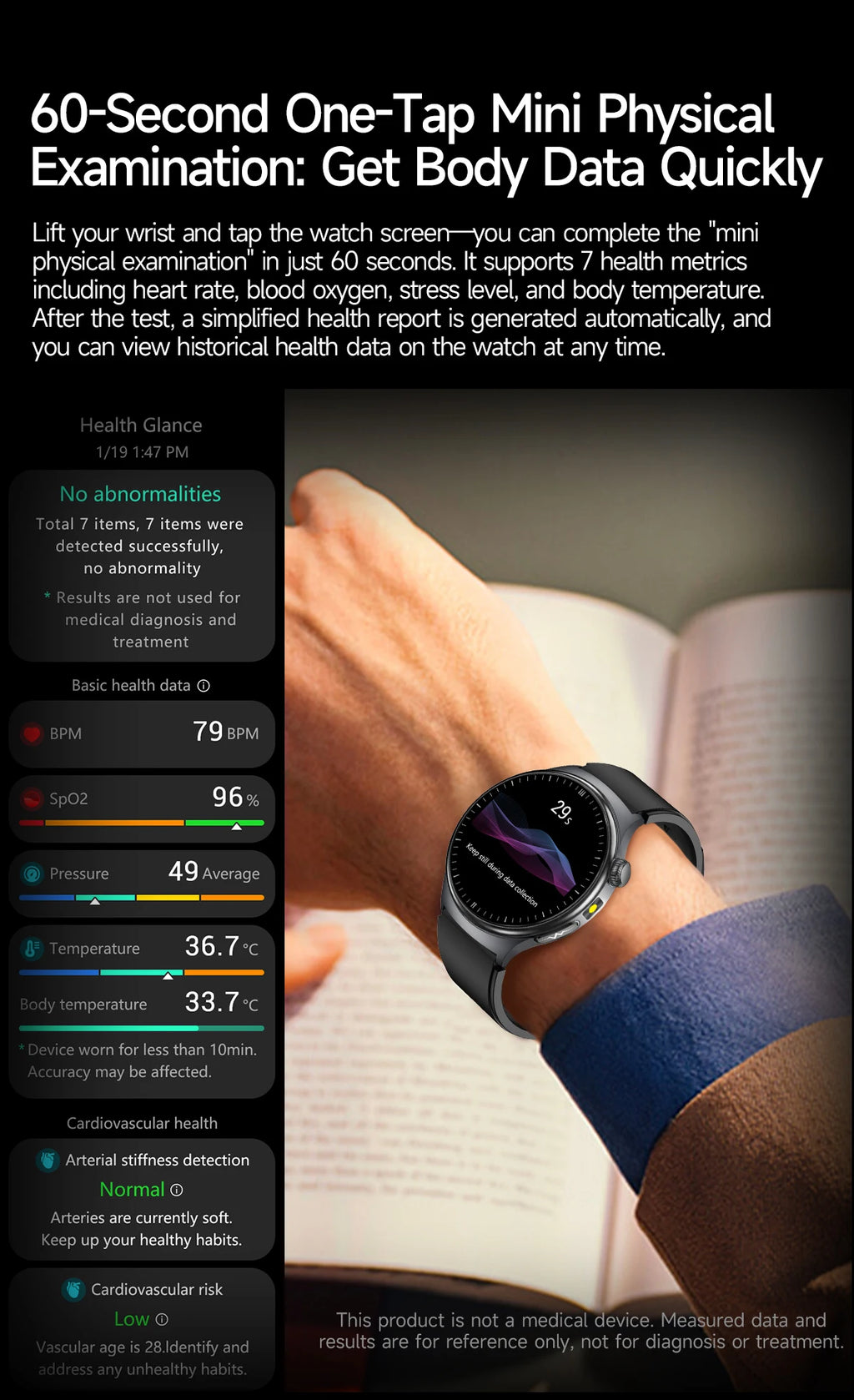 2025New Micro Physical Examination Smart Watch For Men Uric Acid Body Fat Five Organ Health Watches Bluetooth Call SmartBracelet