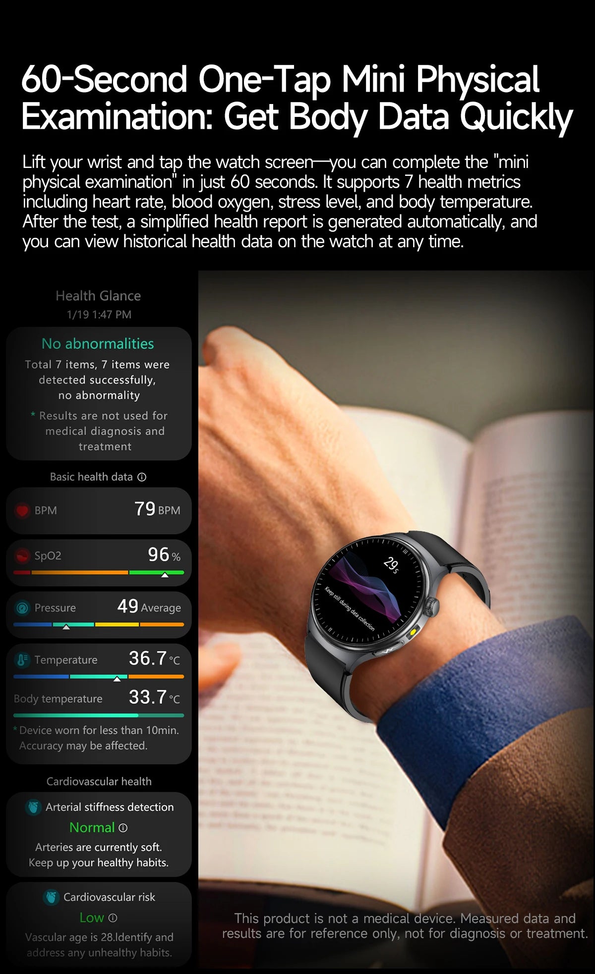 2025New Micro Physical Examination Smart Watch For Men Uric Acid Body Fat Five Organ Health Watches Bluetooth Call SmartBracelet