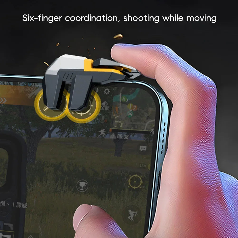 1 Pair PUBG Mobile Game Controller 4/6-Finger Linked Shooting Game Mechanical Trigger Physical Auxiliary Gaming Gear