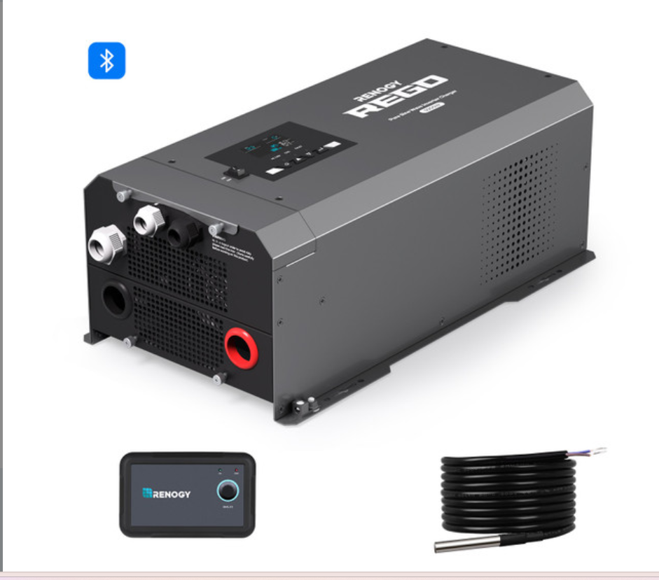 Renogy REGO 12V 3000W Pure Sine Wave Inverter Charger w/ LCD Display