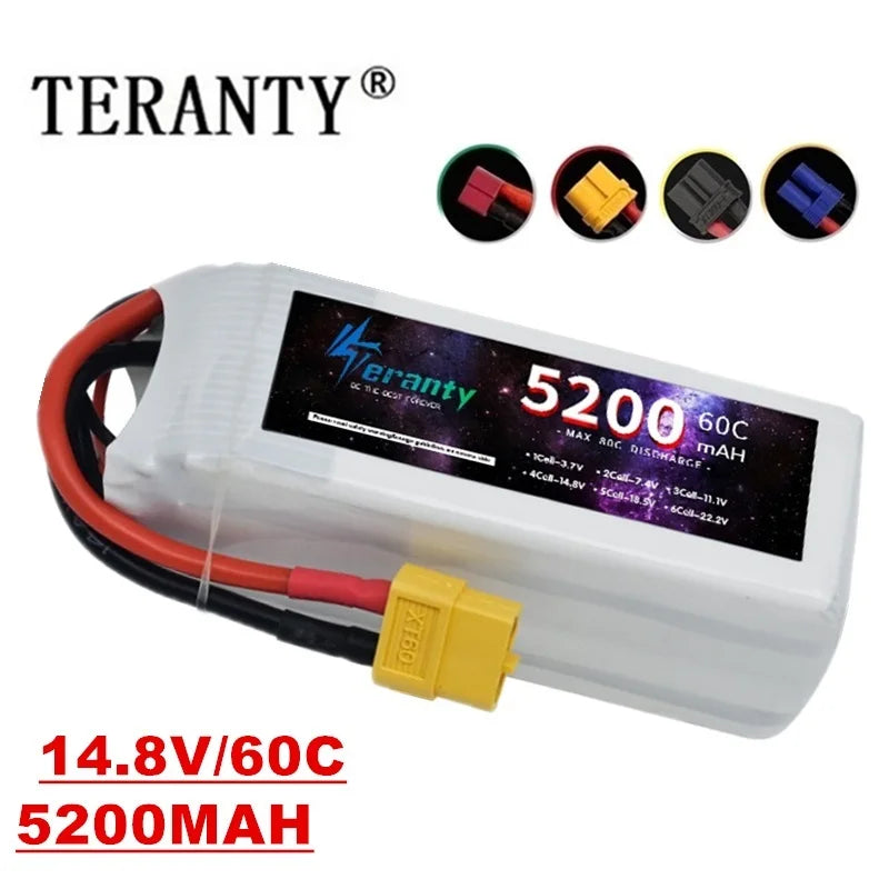14.8v Battery 4S 5200mAh LIPO Battery 60C For Drone RC FPV Helicopter Quadcopter Racing Car 4S Rechargeable Batteries XT60/XT90 - Clear Quartz Market