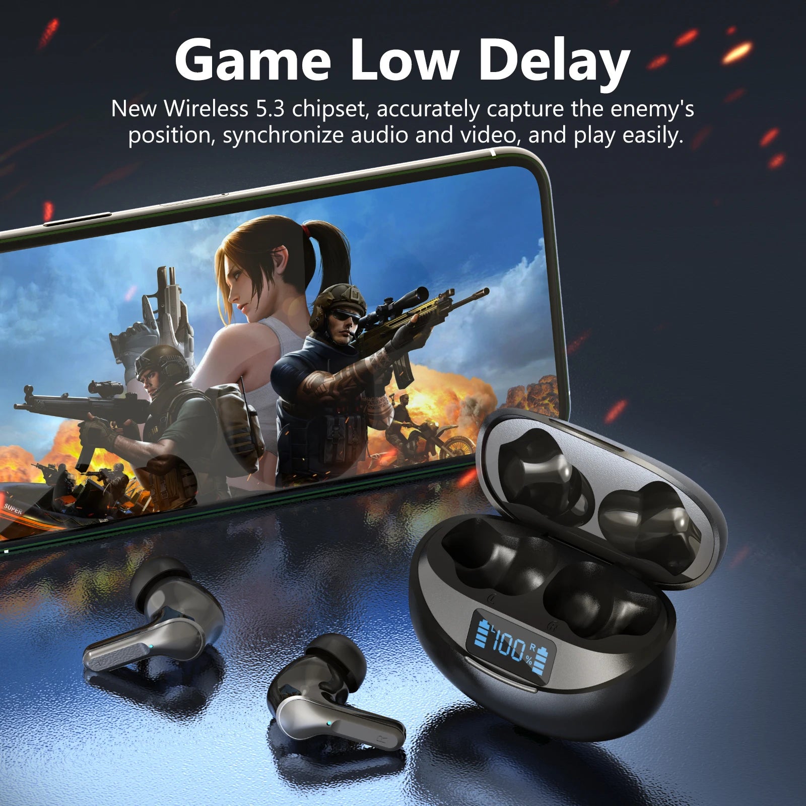 BLAST! i17 TWS ENC Earphones Noise Cancellation Wireless Headphones Bluetooth 5.3 Digital Display Wireless Sports ENC headset