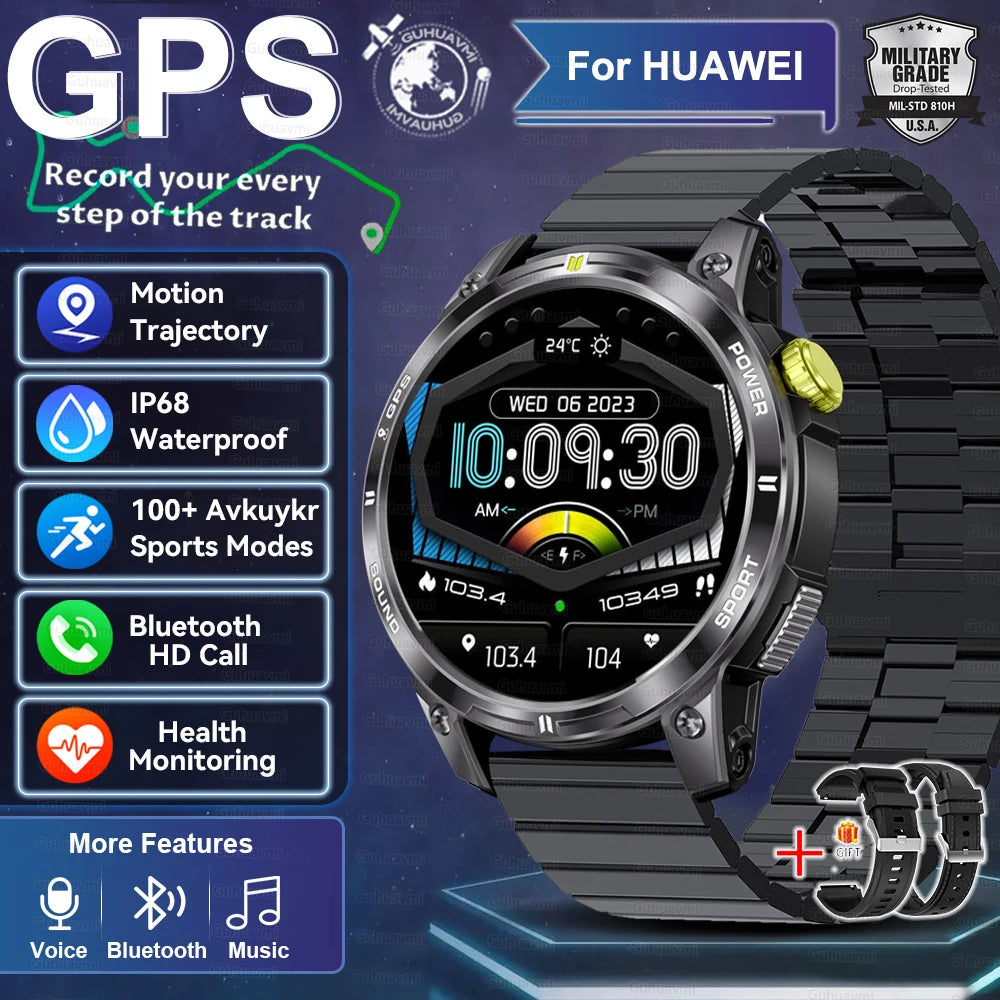 2025New GPS Bluetooth Call Smart Watch Men AMOLED HD Screen Heart Rate IP68 Waterproof Outdoor Sports Smartwatch For Android iOS