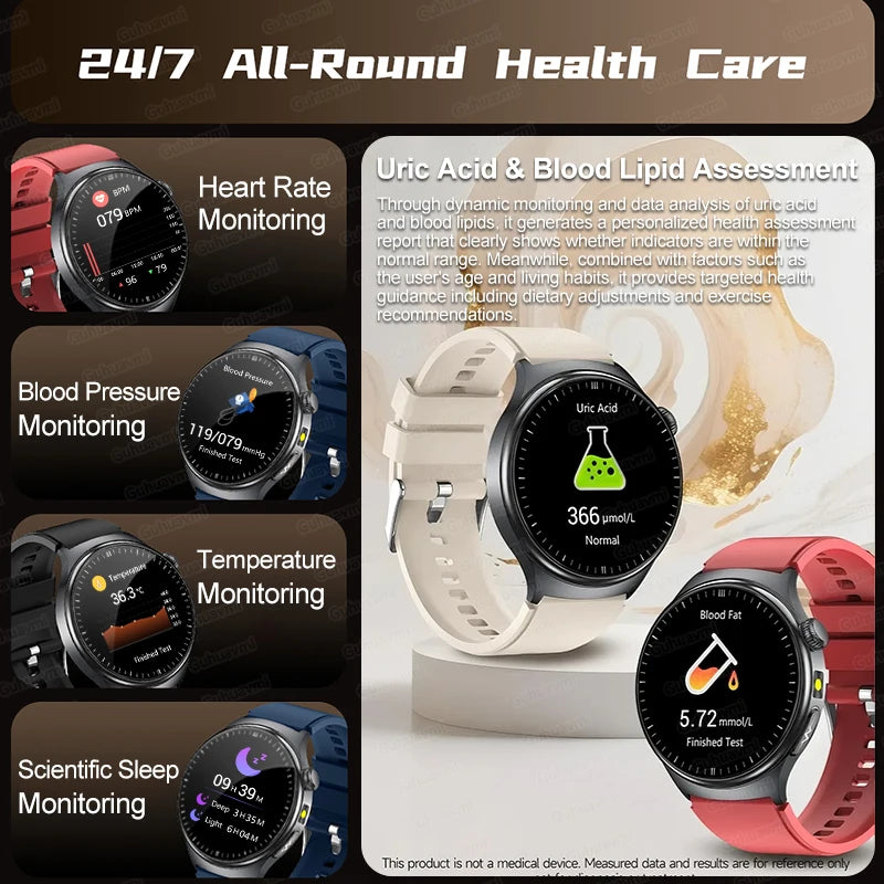 2025New Micro Physical Examination Smart Watch For Men Uric Acid Body Fat Five Organ Health Watches Bluetooth Call SmartBracelet