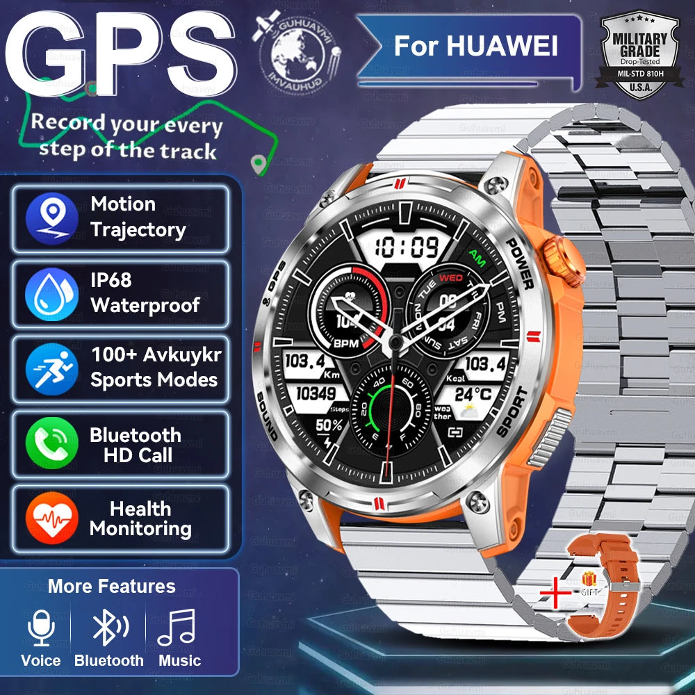 2025New GPS Bluetooth Call Smart Watch Men AMOLED HD Screen Heart Rate IP68 Waterproof Outdoor Sports Smartwatch For Android iOS