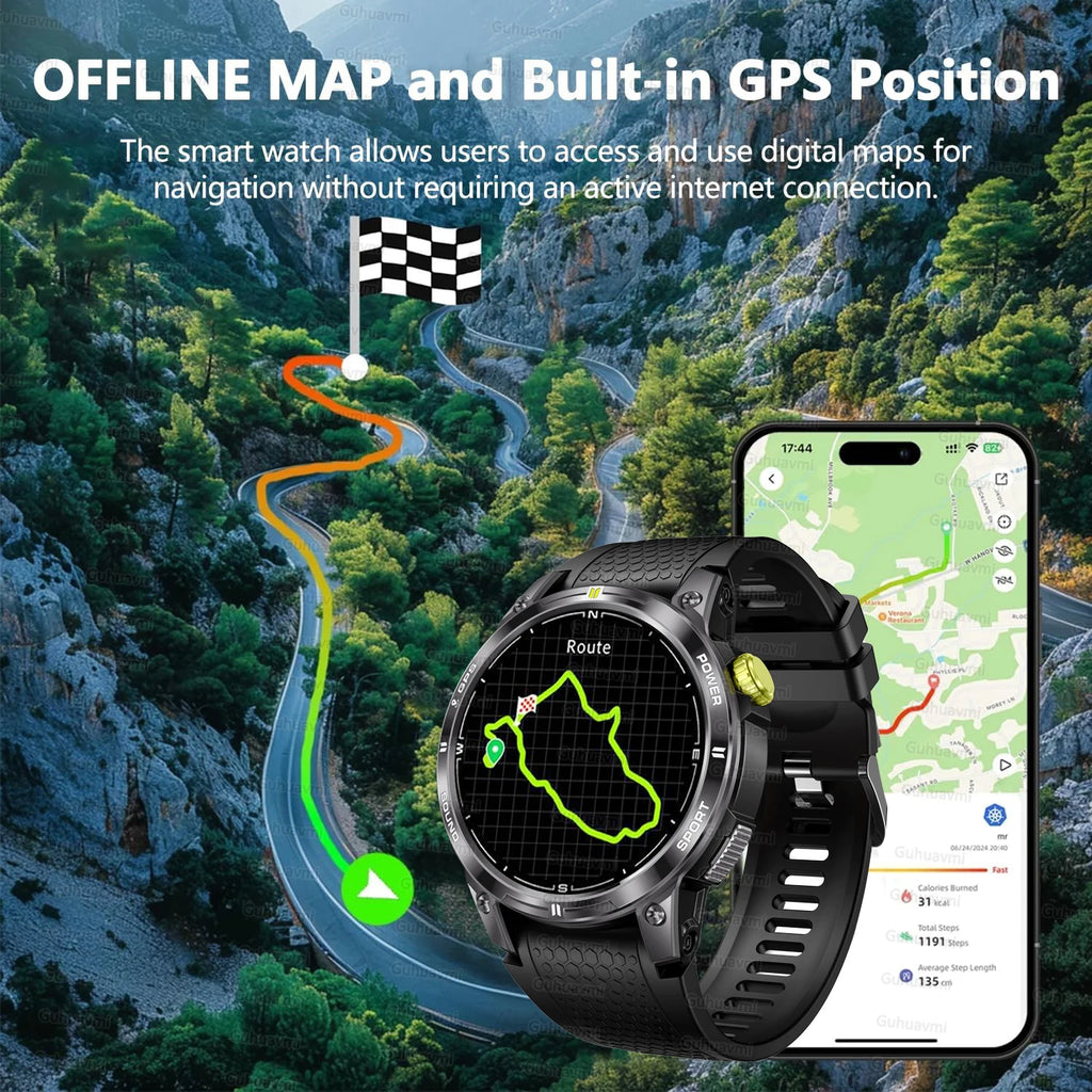 2025New GPS Bluetooth Call Smart Watch Men AMOLED HD Screen Heart Rate IP68 Waterproof Outdoor Sports Smartwatch For Android iOS
