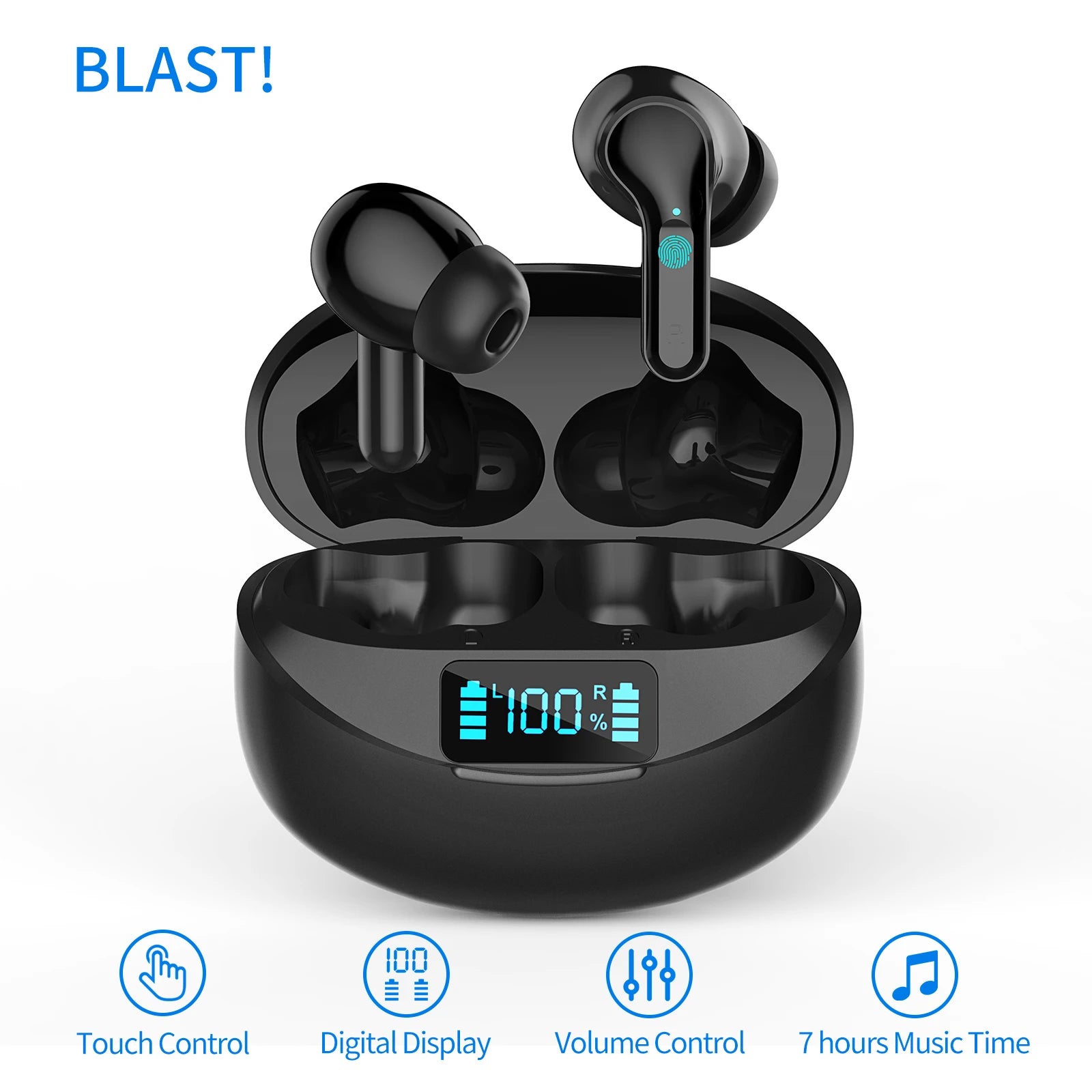 BLAST! i17 TWS ENC Earphones Noise Cancellation Wireless Headphones Bluetooth 5.3 Digital Display Wireless Sports ENC headset