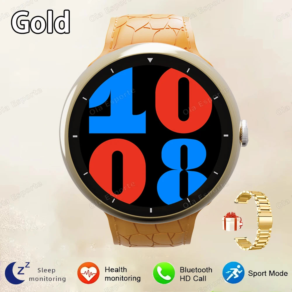 New Smart Watch Women AMOLED Screen Bluetooth Call NFC GPS Tracker Compass Sport Watches Fitness Clock Men Smartwatch Waterproof - Clear Quartz Market