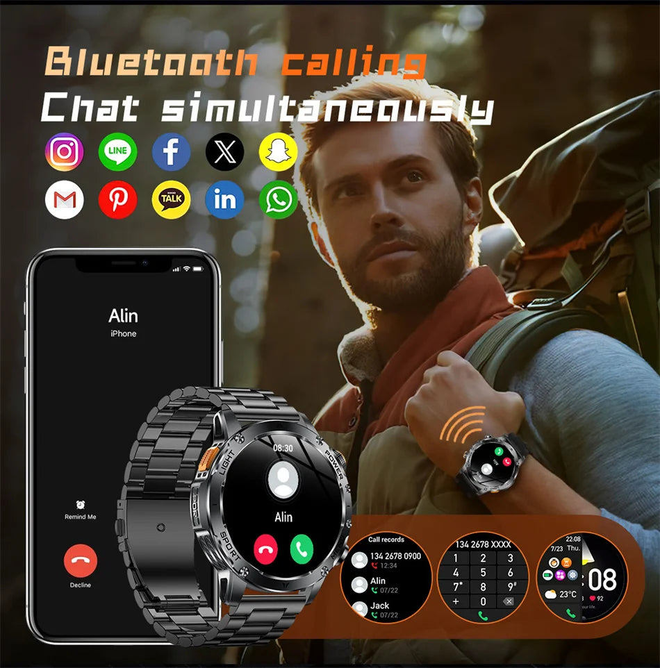 2025 New Military T-Rex3 Ultra 1000mAh Battery swim Smart watch tracker 5ATM Waterproof Heart Rate Sports tracker Smartwatch Men