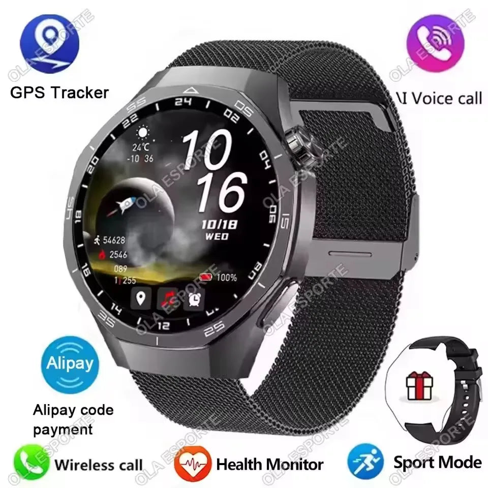 New GT5 Pro Smart Watch 2025 Men Women Heart Rate Bluetooth Call Dynamic Lsland 360*360 AMOLED Screen Waterproof Man Smartwatch