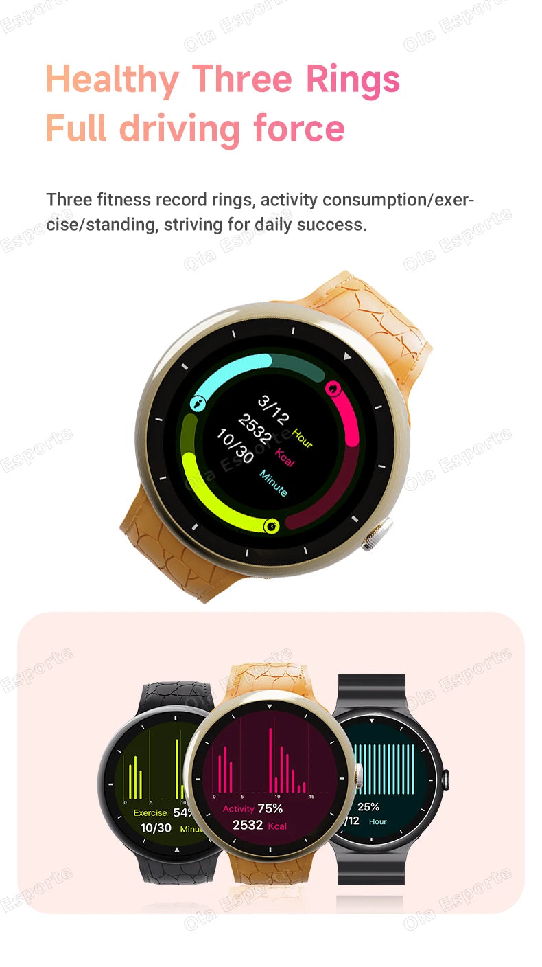 New Smart Watch Women AMOLED Screen Bluetooth Call NFC GPS Tracker Compass Sport Watches Fitness Clock Men Smartwatch Waterproof
