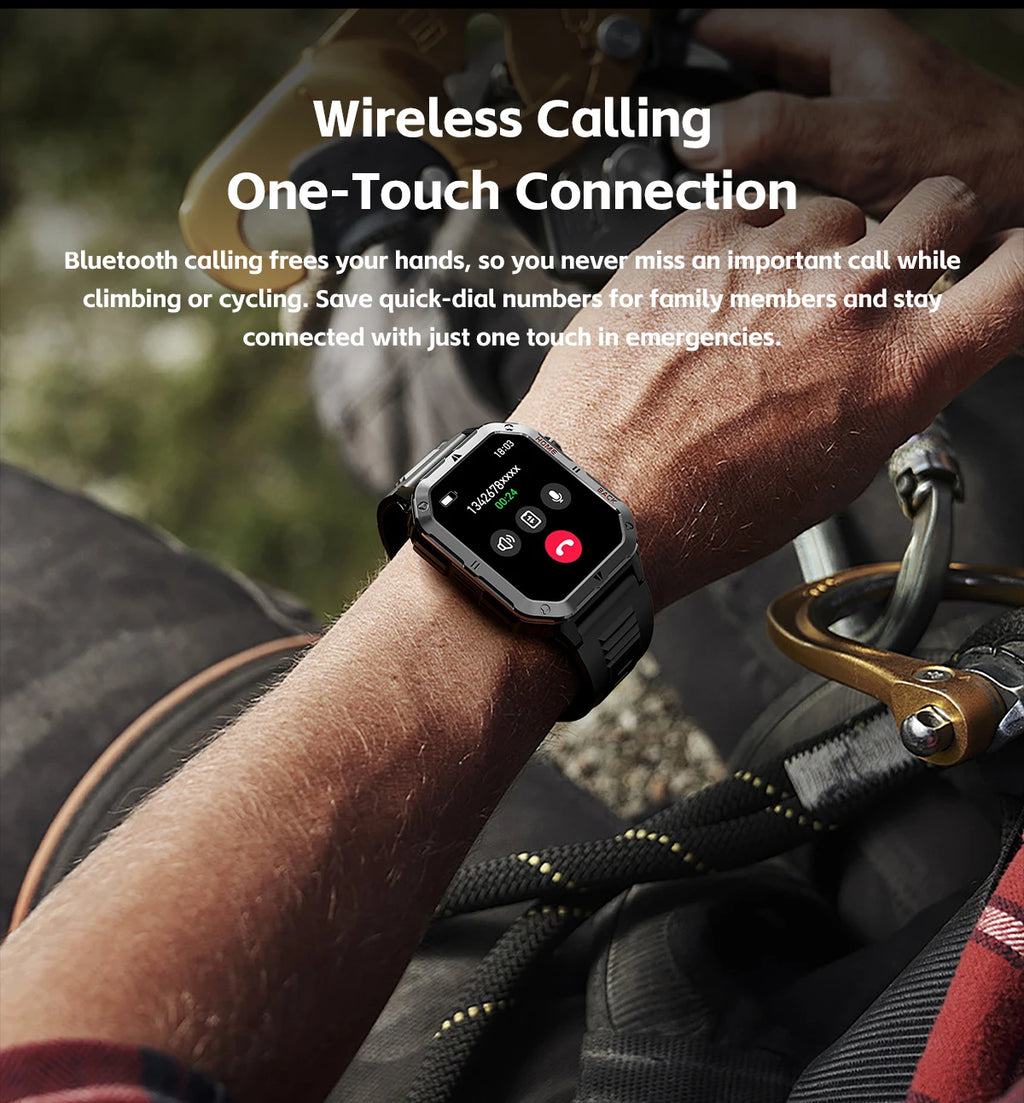 2025 New Military Outdoor 1000 mAh Battery Smart Watch Men GPS Sports Heart Rate IP68 Waterproof BT Calling Smartwatch Man xiaom