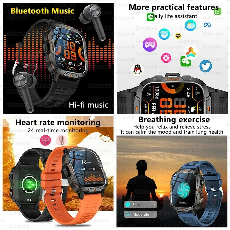 Xiaomi Military 2026 New Grade Smart Watch Men 1.96" AMOLED Screen 5ATM Waterproof Sports Fitness Tracker BT Call Smartwatch