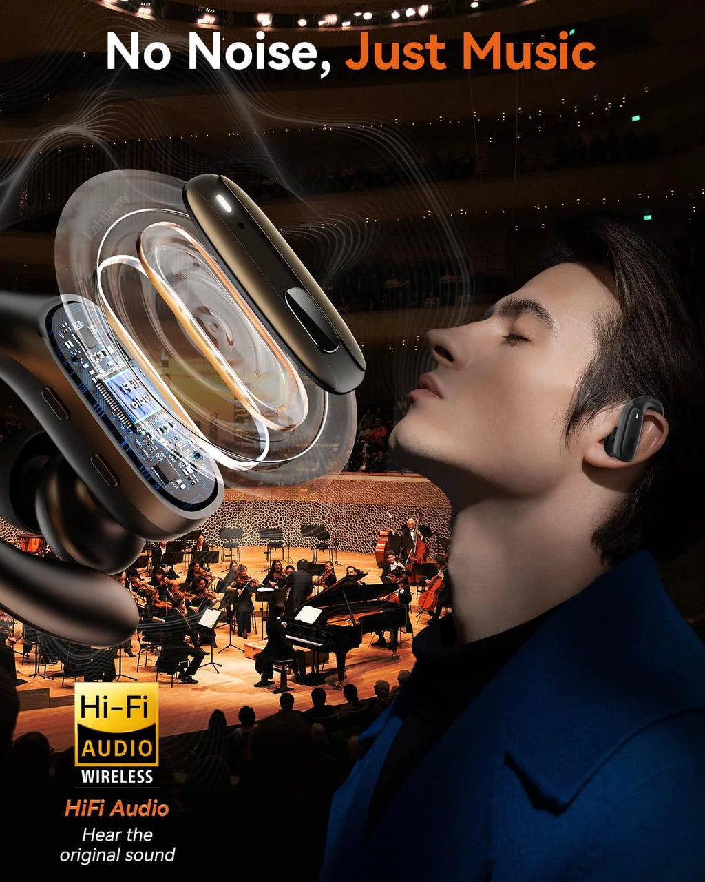 Sports Bluetooth 5.3 Headphones Wireless Earbuds Ear Buds with ENC Noise Canceling Mic LED Power Display IPX7 Waterproof Headset