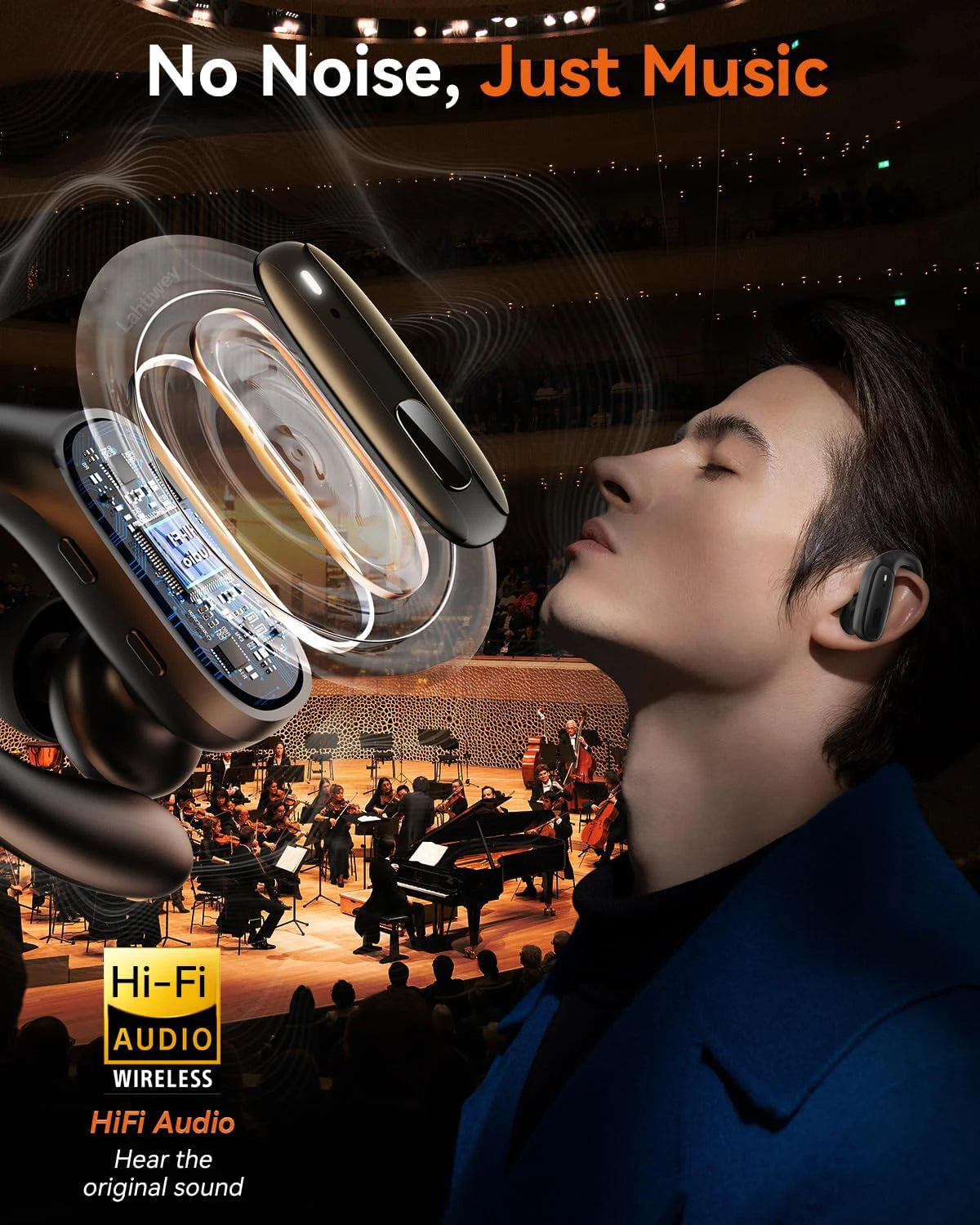 Sports Bluetooth 5.3 Headphones Wireless Earbuds Ear Buds with ENC Noise Canceling Mic LED Power Display IPX7 Waterproof Headset