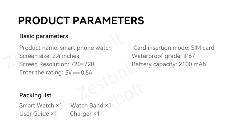 M99 Smartwatch 5G With 2.4inch Amoled Screen 900W Rotating Camera WIFI GPS Position Compass NFC Bluetooth Smart Watch Men Women - Clear Quartz Market