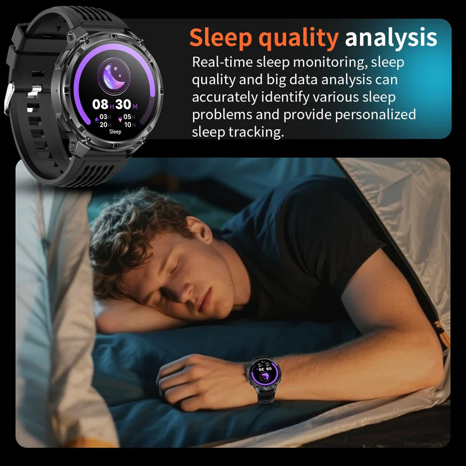 1100mAh Battery Smart Watch 1.7 Inch 360*360 AMOLED HD Screen Men Watch Compass 1ATM Waterproof Bluetooth Call Sports Smartwatch