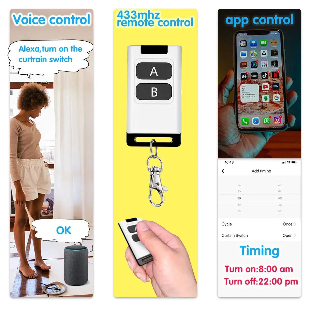 Tuya WiFi Smart Switch DC 12V 24V 2Channels Dry Contact Relay Receiver Wireless Remote Control Switch work with Smart Life,Alexa