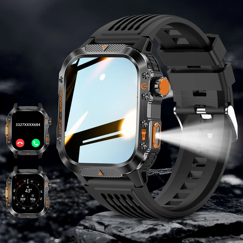 New Smart Watch Built-in Dual-frequency GPS Wireless Call 3ATM Waterproof  LED Flashlight Compass Men's Outdoor Sport Smartwatch